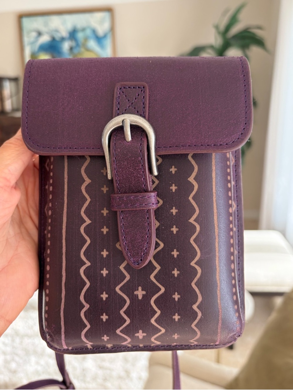 Artisan Leather Purple Crossbody Bag Women’s NWT